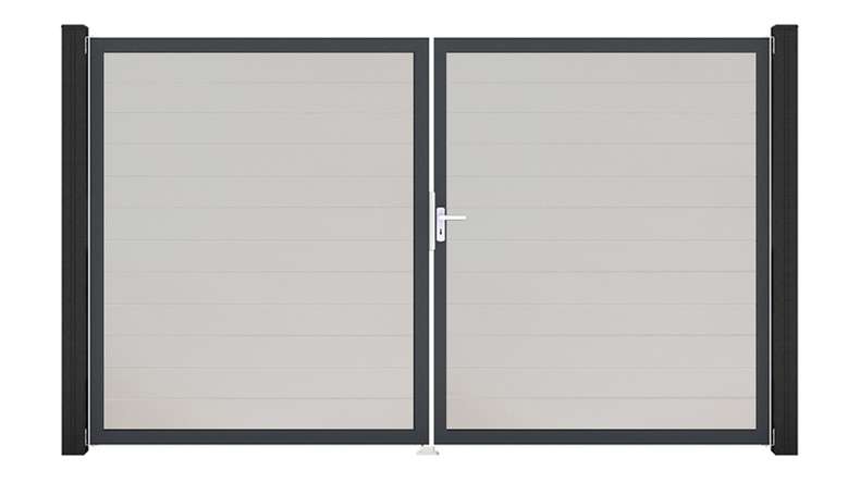 planeo Gardence Simply Small - PVC-Tor 2-flügelig Weiss mit Alurahmen 300 x 180 cm