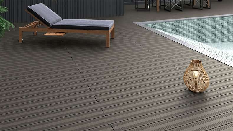 planeo SolidWood WPC-Terrasse Komplett-Set Massivdiele - Hellgrau französisch/strukturiert