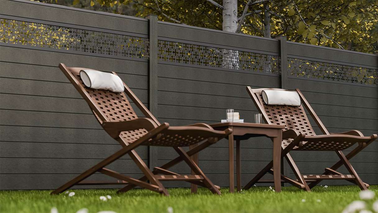 planeo Gardence Strong - Clôture à emboîter BPC Oriental gris anthracite 180 x 180 cm