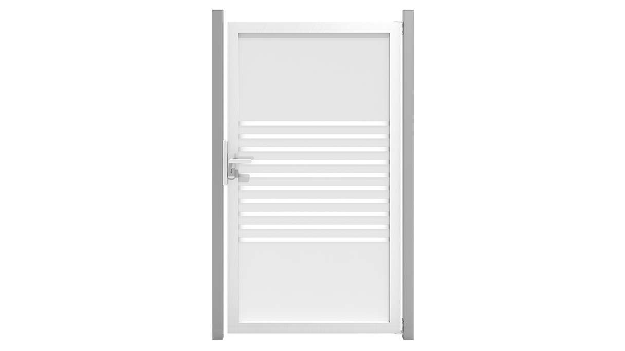 planeo Gardence Flair - Portail brise-vue en verre avec cadre en aluminium 100 x 180 cm