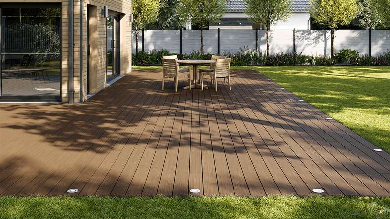 planeo AntikWood WPC-Terrasse Komplett-Set Massivdiele - Hellbraun antik gealtert