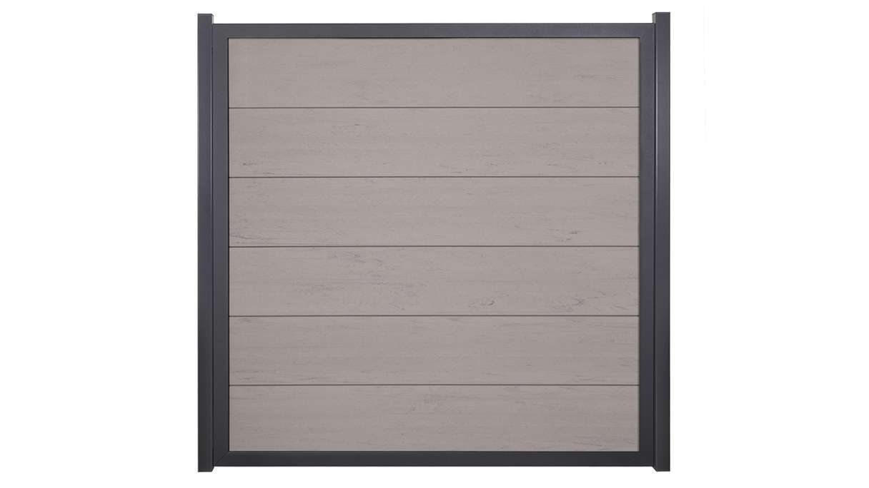 planeo Gardence Guard - BPC-Gartenzaun Quadratisch Bi-Color Sand mit Alu-Rahmen in Anthrazit