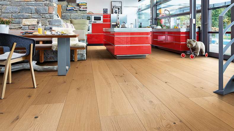 Sol en bois MEISTER Lindura HD 400 - 08916 Chêne authentique caramel vernis ultra mat 2200 x 270 x 11 mm (500214-2200270-08916)