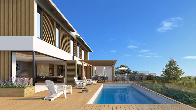 planeo LINEA Slim - Bardage de façade en WPC CoEx, couleur sable, 2900 x 215 mm