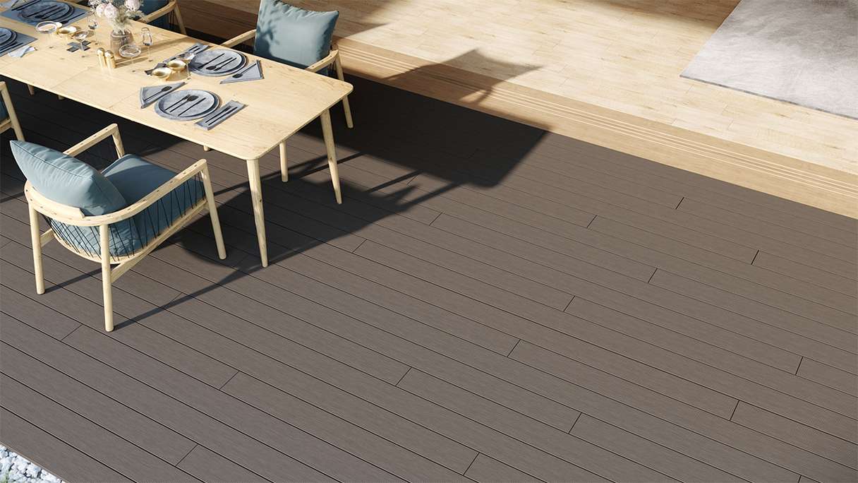 planeo LightWood WPC decking set completo tavole a camera cava - grigio chiaro scanalato/scanalato