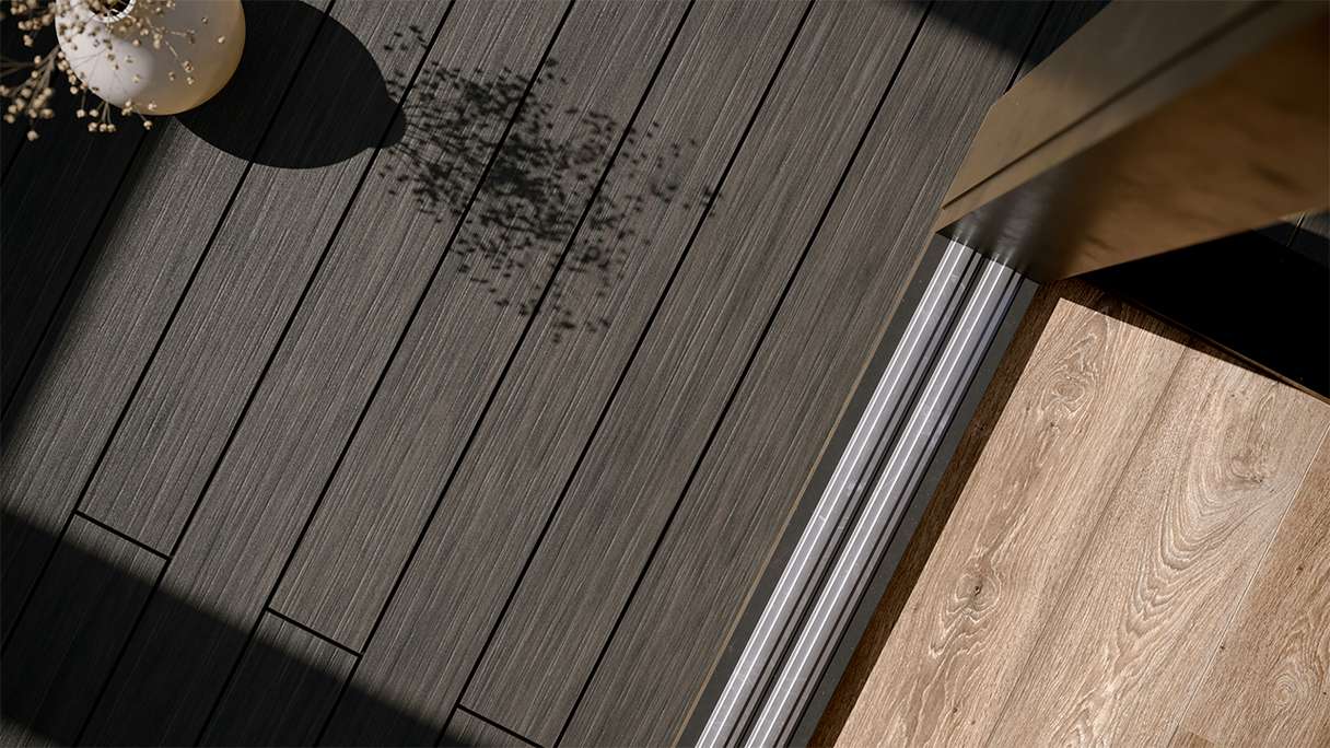 planeo AntikWood Kit complet terrasse WPC lame massive - gris anthracite vieilli