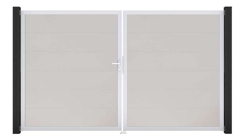 planeo Gardence Simply - PVC-Tor 2-flügelig Weiss mit Alurahmen 