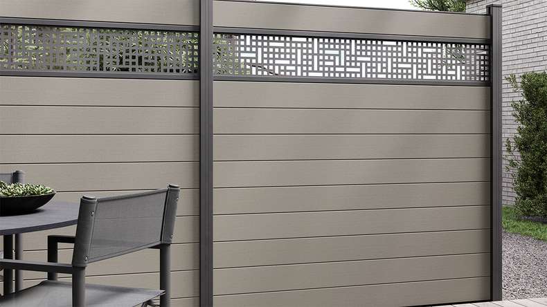 planeo Gardence Strong - Clôture composite à emboîter Carré Gris