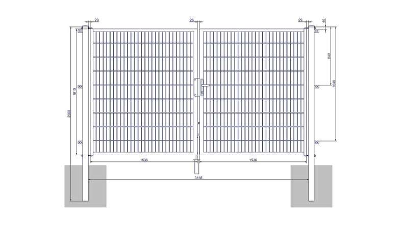 planeo Universaltor medium 2-flg. Anthrazit H 1800 x B 3158 mm inkl. Torpfosten