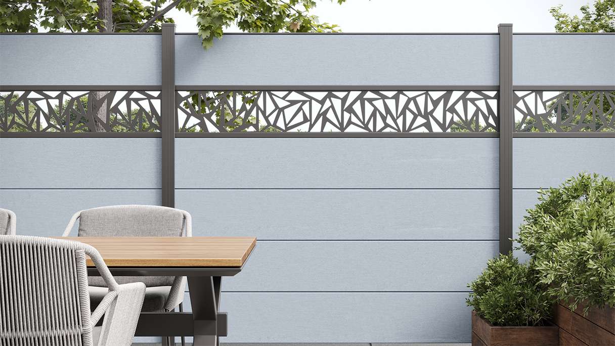 planeo Gardence Simply - PVC-Steckzaun Quadratisch Silbergrau 180 x 180 cm