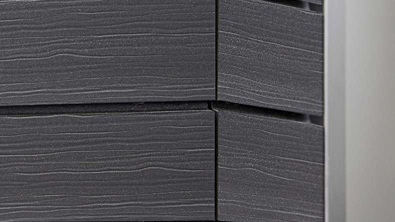 planeo Fassado - Rivestimento facciata a fasce romboidale WPC Prime grigio basalto