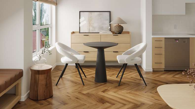 planeo Rigid Klick Vinyl - Brown Oak Fischgrät | Trittschalldämmung integr. (DF-KH-351-055)