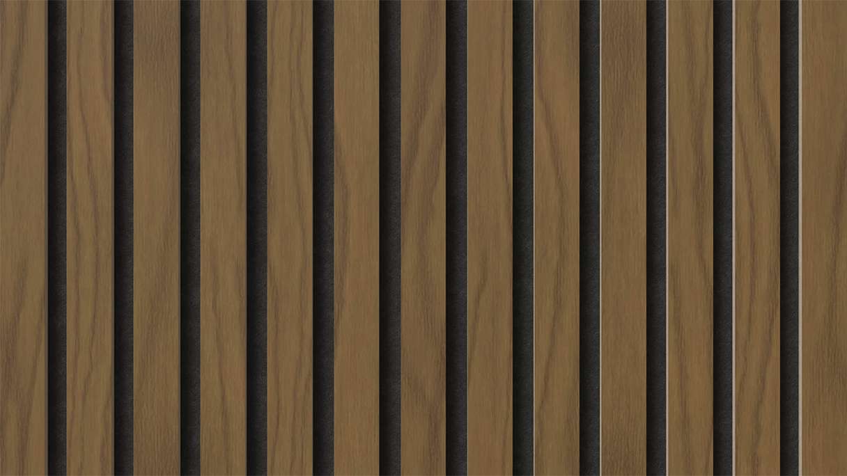 planeo Akustikpaneele - Walnuss 2480 x 600 x 21.5 mm | schwer entflammbar Brandschutz Klasse B