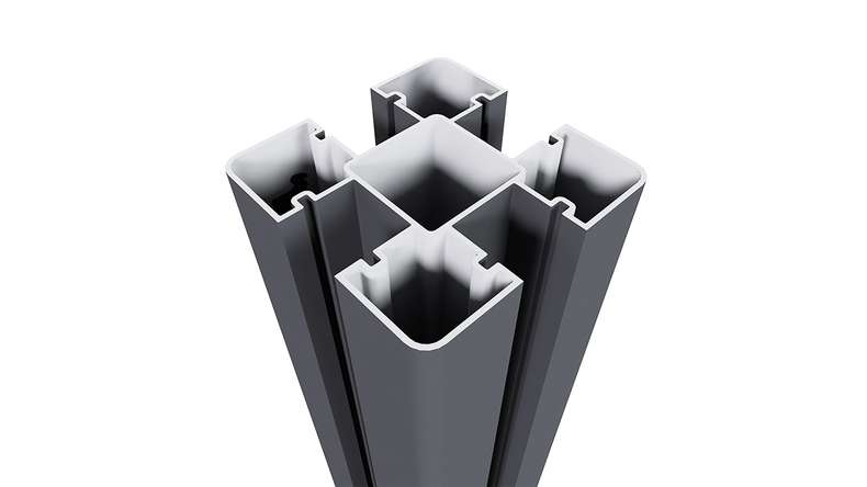planeo Aluminium Pfosten zum Einbetonieren - Anthrazit 8 x 8 x 240 cm inkl. Pfostenkappe