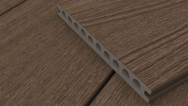 planeo MAXLine Nature - WPC CoEx lame de terrasse XL gainée chambre creuse - Ipe brun 3m structuré/lisse brossé