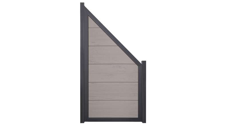 planeo Gardence Guard - BPC-Gartenzaun Schräg Bi-Color Sand mit Alu-Rahmen in Anthrazit