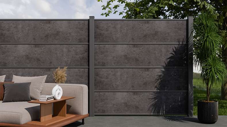 planeo Gardence Resistant - HPL-Steckzaun Anthrazitgrau 180 x 183 cm