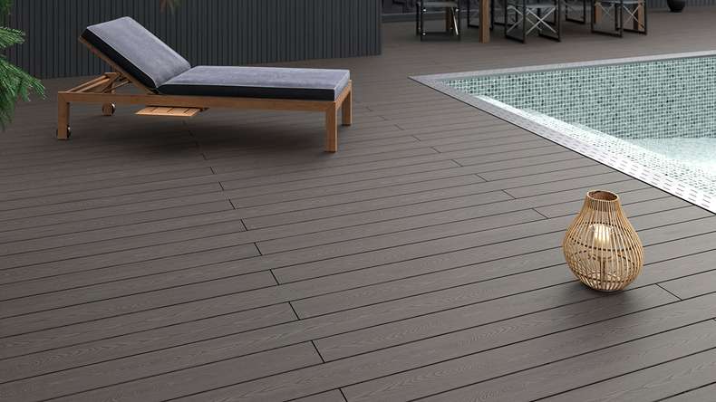 planeo SolidWood WPC-Terrasse Komplett-Set Massivdiele - Hellgrau französisch/strukturiert
