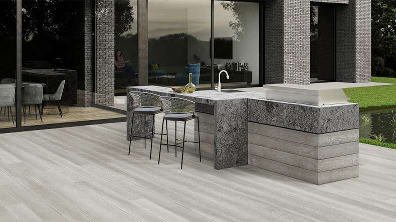 planeo Authoria PureBoard Plancher de terrasse massif - Light Grey 3.6m structuré