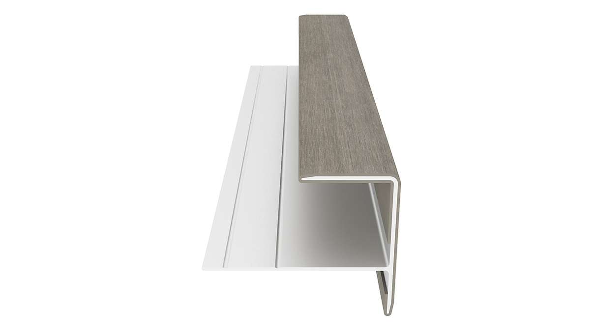 planeo LINEA - Profilé d'extrémité en aluminium CoEx, gris clair, 3000 x 74 x 61 mm