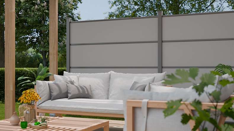 planeo Gardence Resistant - HPL-Steckzaun Uni Grau 180 x 183 cm