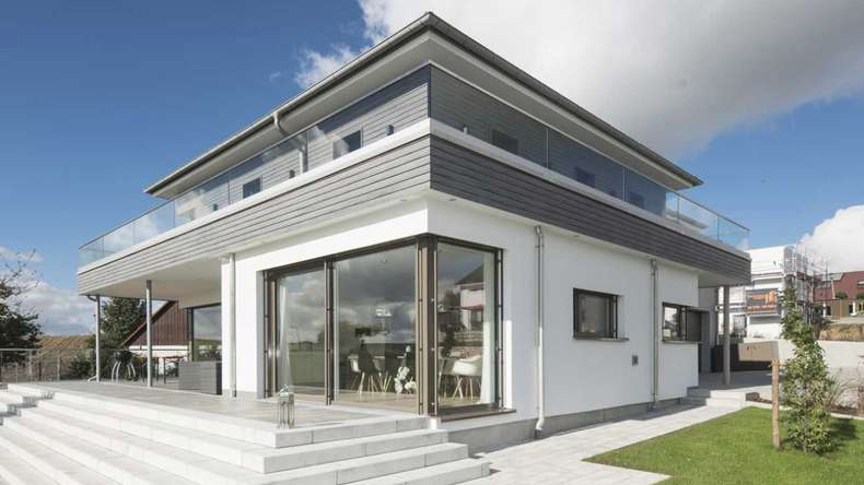 planeo Fassado - Rivestimento di facciata a fasce romboidali WPC grigio grafite