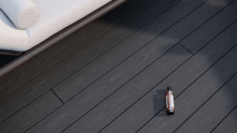 planeo CoEXWood WPC Terrassendiele Massiv ummantelt - Anthrazitgrau/Graubraun 3m strukturiert