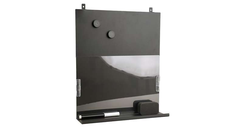 planeo Magnettafel mit Ablage - Schwarz inkl. 2 Magneten inkl. Schrauben