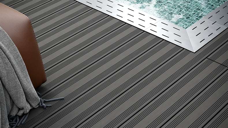 planeo SolidWood WPC decking set completo di tavole massicce - Grigio scuro francese/testurizzato