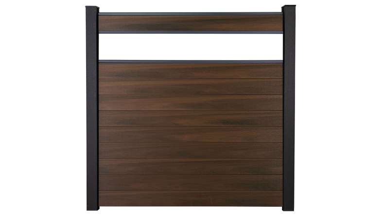 planeo Gardence Strong - BPC-Steckzaun Glas Satiniert Walnuss co-ex 180 x 180 cm