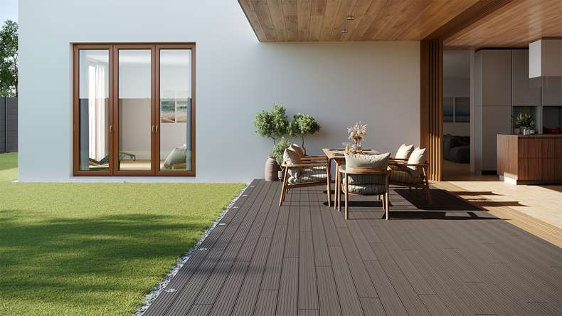 planeo LightWood WPC Terrassendiele Hohlkammer - Hellgrau 3m gerillt/genutet
