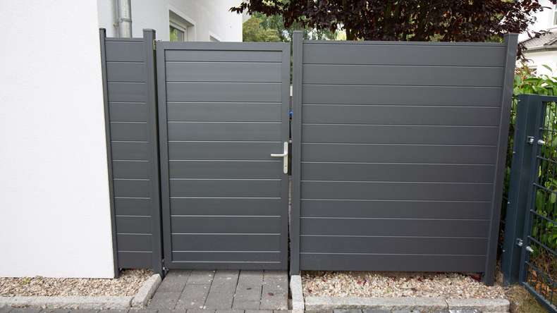 planeo Gardence Metallic - Alu-Gartenzaun Quadratisch Anthrazitgrau DB 703