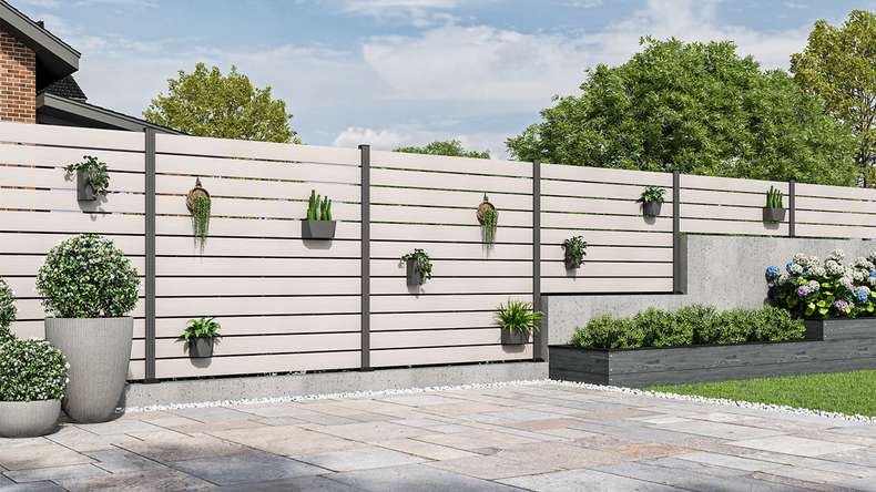 planeo Vario - recinzione a innesto WPC coEX Quadrato Beige 177 x 180 cm