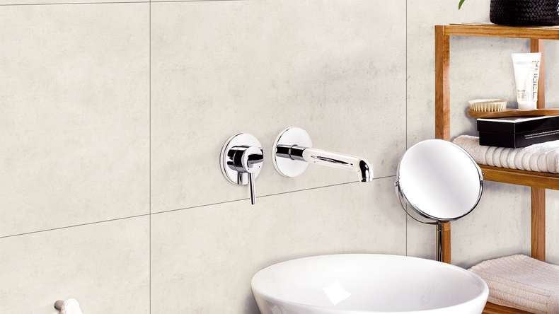 planeo StrongWall - Wandverkleidung Kunststoff Light Cement 65 x 37,5 cm