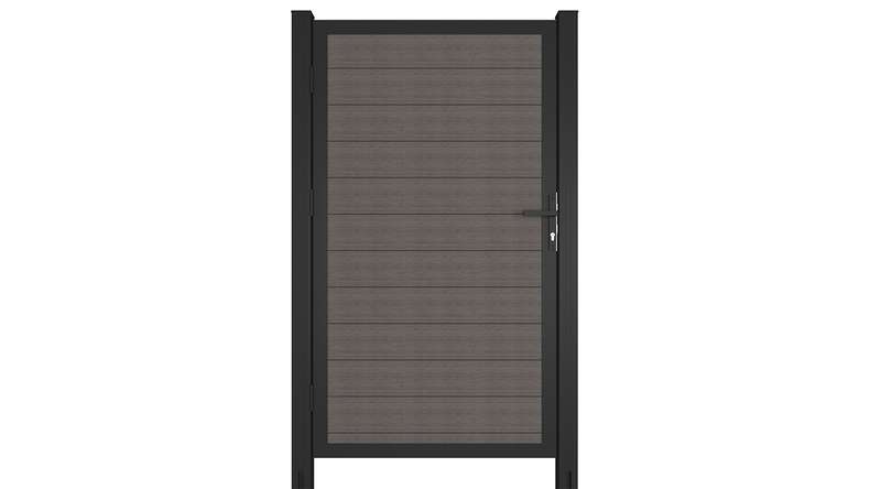 planeo INFINITY - WPC CoEx Universaltor Dunkelgrau mit Anthrazit Alurahmen 100 x 180 cm