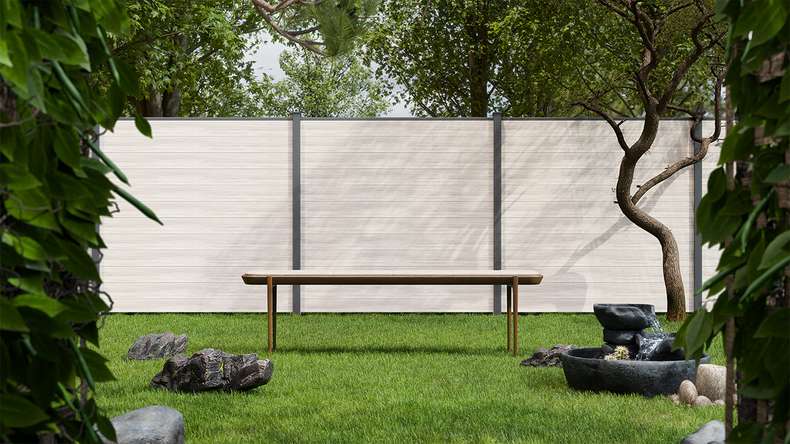planeo Gardence Simply Small - Clôture PVC à emboîter Sheffield Oak light 180 x 180 cm