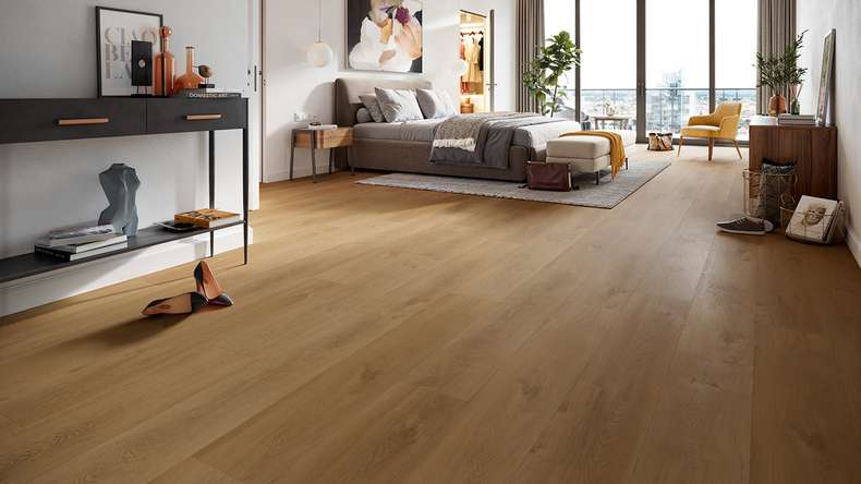 planeo Vinyle à clic rigide - HOMEtec Pro 50 IXPE Sunrise Mellow Oak | Isolation phonique intégrée (RP-E50-1)