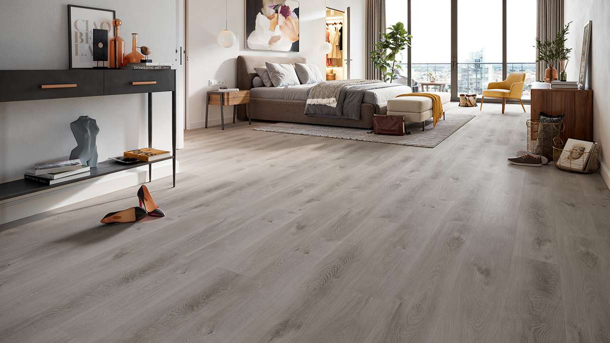 planeo Vinile rigido a incastro - HOMEtec Basic 30 IXPE Soft Mid Grey | Isolamento acustico integrato (RP-E30-7)