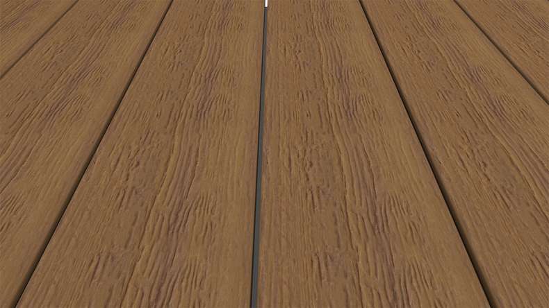 planeo ANTIKWoodline - Lame de terrasse en WPC CoEx, profilé composite léger - Teck de Birmanie 3 m - finition rustique/brossée lisse
