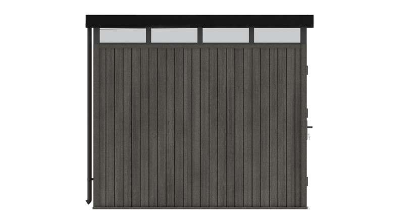 Abri de jardin planeo WPC CoEx à toit plat, modèle M - Gris foncé, 250 x 250 x 226,5 cm