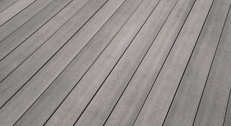Komplett-Set TitanWood 3m Massivdiele Holzstruktur Hellgrau 9.2m² inkl. Alu-UK