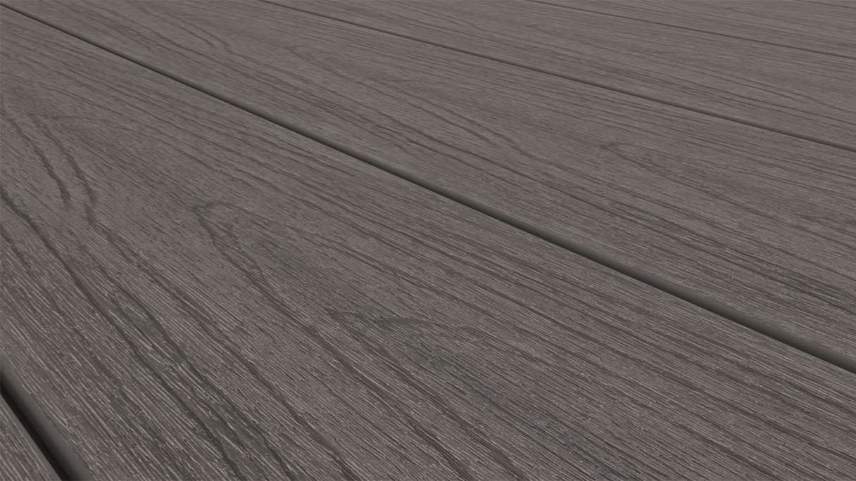 planeo MAXLine Nature - WPC CoEx lame de terrasse XL gainée chambre creuse - gris foncé 3m structuré/lisse brossé