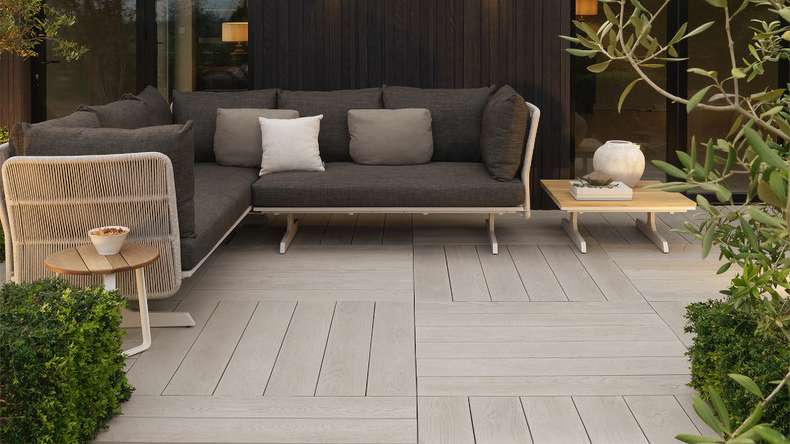 planeo Authoria PureBoard Plancher de terrasse massif - Light Grey 3.6m structuré
