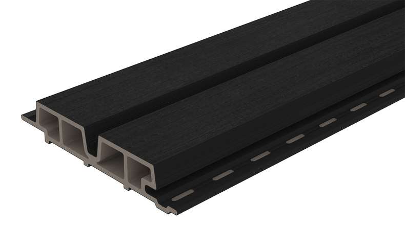 planeo LINEA Wide - Revêtement de façade en WPC CoEx, noir, 2900 x 181 mm