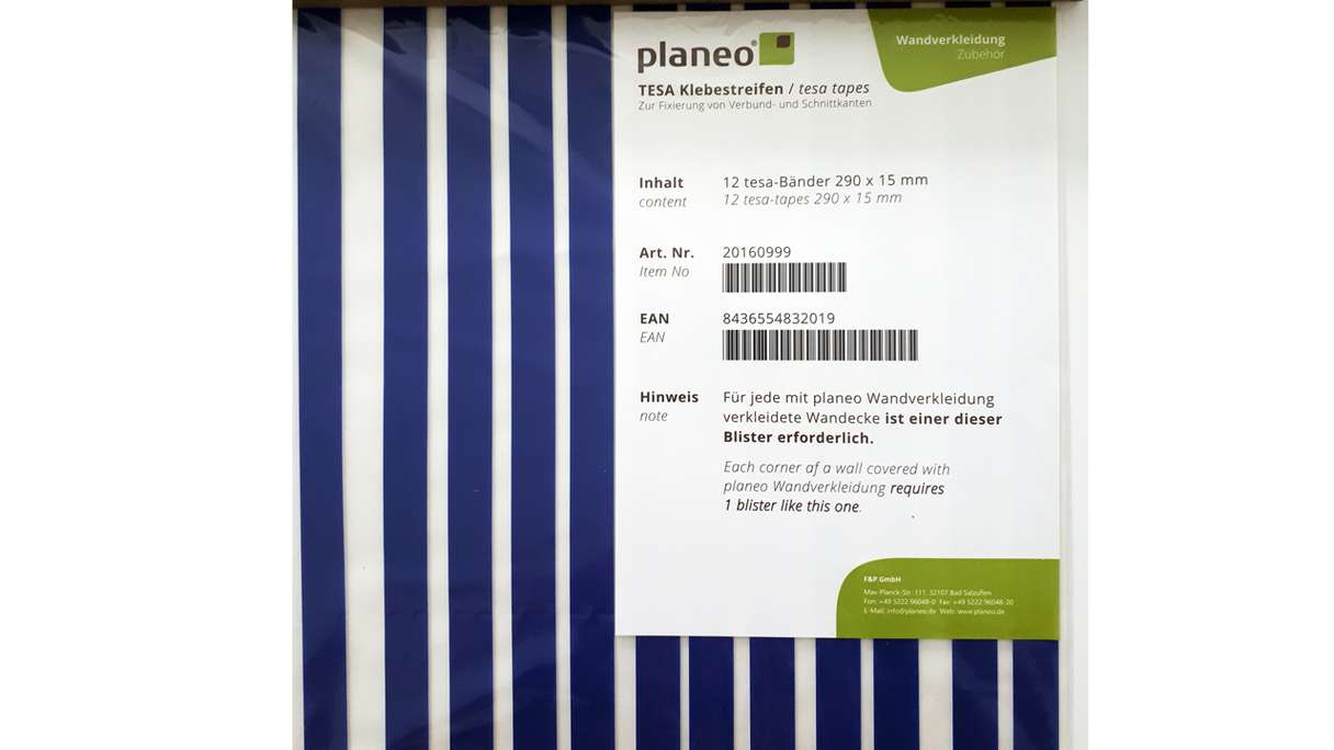 planeo Revêtement mural Accessoires - TESA Bande adhésive 290 x 15 mm - 12 pcs.