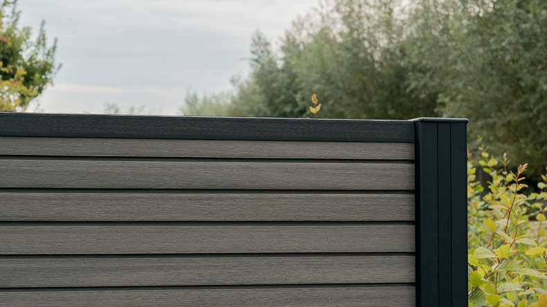planeo LINEA - WPC CoEx Clôture à emboîter Rhombus gris foncé 176 x 183