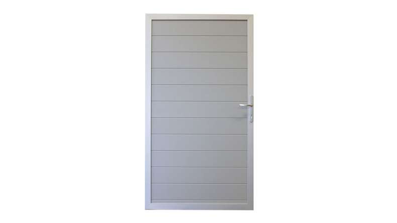 planeo Gardence Metallic - Portail universel en aluminium gris argenté avec cadre en aluminium