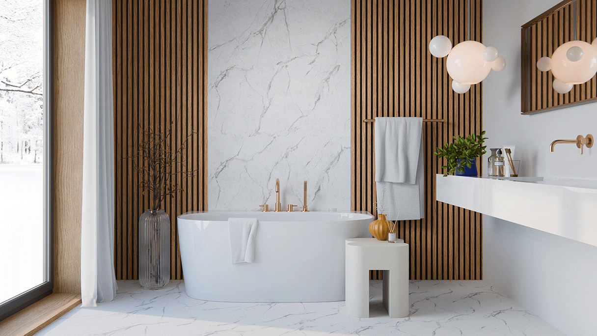 Rivestimento murale SPC planeo - CeraRock Tile Carrara Marble XL 280 x 117,5 cm