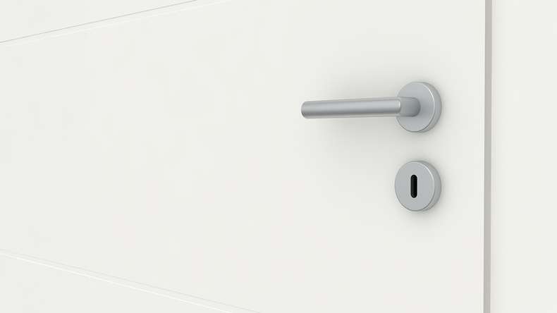 planeo Porte d'intérieur design VELA Kado 5O laque blanche 9010 chant d'angle | laqué - 1985 x 610|735|860|985 mm