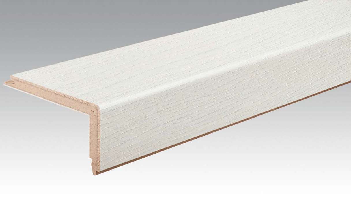 Profilé MEISTER de nez de marche en parquet Profilé en L Chêne harmonieux blanc polaire 9008 (800004-2150-09008)